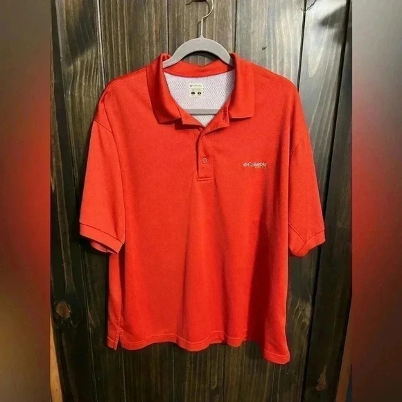 Columbia Omni-Shade PFG InnisFree Short Sleeve Polo Fishing Tee in Salmon - Picture 2 of 10